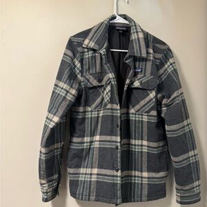 Patagonia Gray and Green Plaid Shirt Jacket